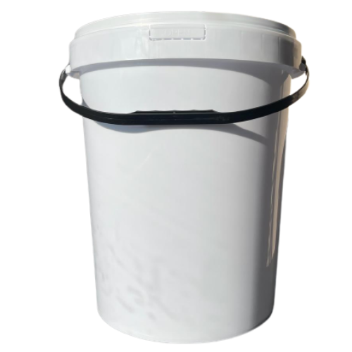 25L White Bucket With Handle + Lid