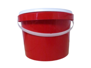 5L Bucket with White Handle + Lid <br> Red